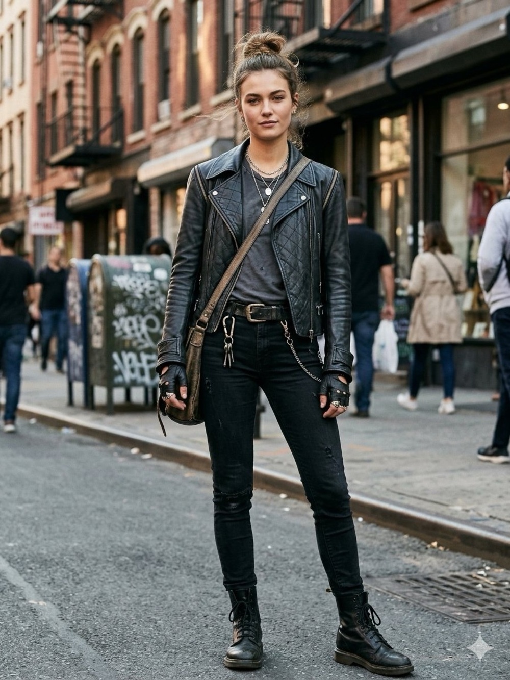 Women’s Black Quilted Leather Moto Jacket